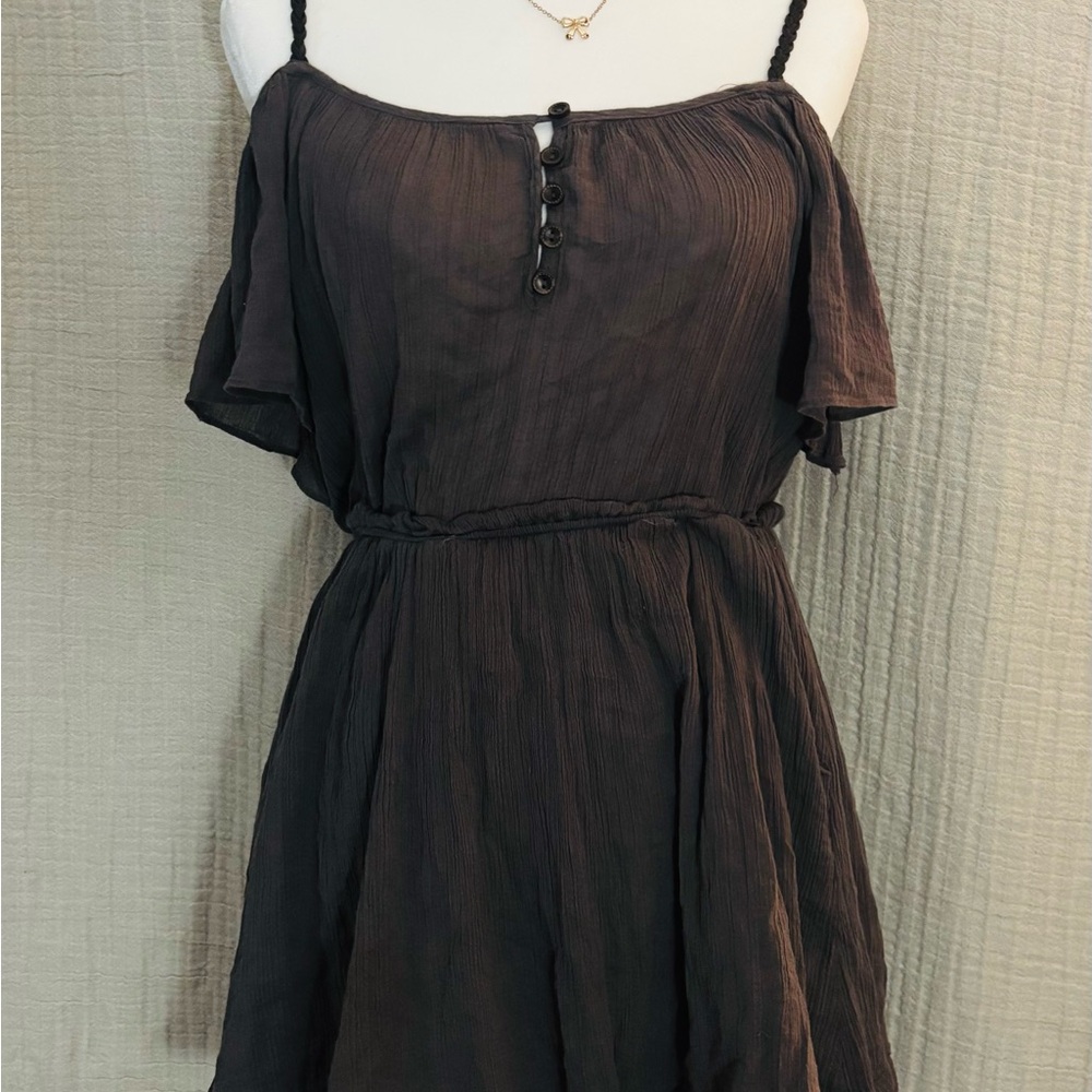 Off-Shoulder Brown mini dress